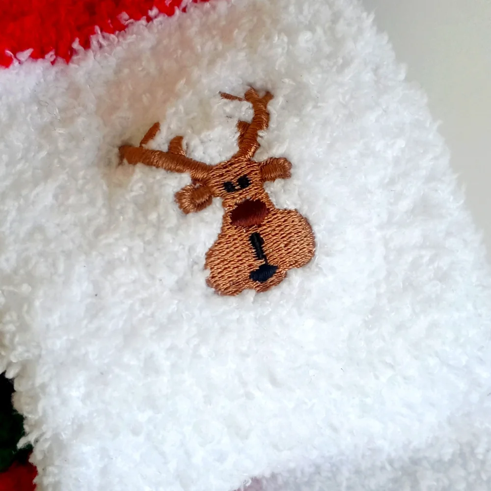 Set of 2 Pair Reindeer & Holiday Stripe Sock Set Holiday/Christmas *Super Soft